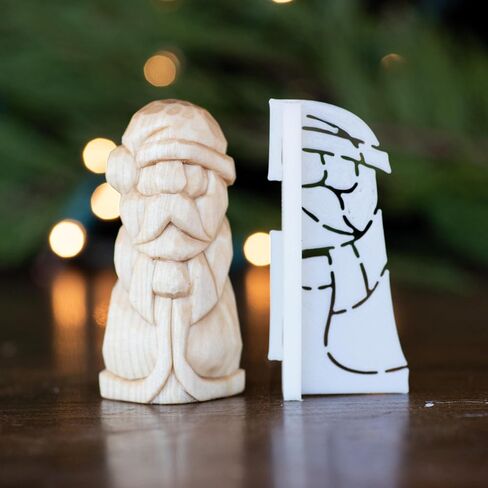 3D Printed Full Body Santa Wood Carving Stencil Template, PLA Material, Available in 1", 1.5", 2" Sizes, Corner Design with Tutorial in Saudi Arabia
