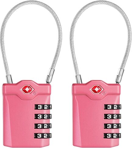ZHEGE TSA Approved Luggage Lock, 1-Pack, Black, Combination Lock, 10,000 Combination Options, 5.5in Flexible Cable, Easy to Use, Secure & Solid, Suitable for Luggage, Backpacks, Briefcases in Kuwait