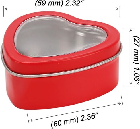 MOUYAT 40 PCS 2oz Heart Shaped Metal Tins with Clear Window Lids, Tinplate Empty Candy Tins Party Favors Storage Box Container for Gifts Treasures, Candle Making, DIY, Crafts, White in Saudi Arabia