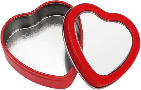 MOUYAT 40 PCS 2oz Heart Shaped Metal Tins with Clear Window Lids, Tinplate Empty Candy Tins Party Favors Storage Box Container for Gifts Treasures, Candle Making, DIY, Crafts, White in Saudi Arabia