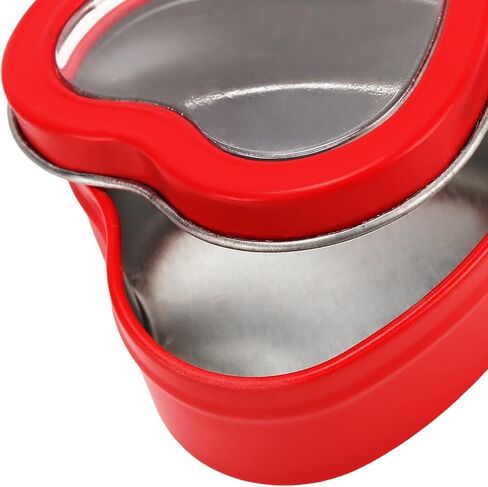 MOUYAT 40 PCS 2oz Heart Shaped Metal Tins with Clear Window Lids, Tinplate Empty Candy Tins Party Favors Storage Box Container for Gifts Treasures, Candle Making, DIY, Crafts, White in Saudi Arabia