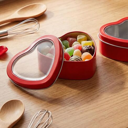 MOUYAT 40 PCS 2oz Heart Shaped Metal Tins with Clear Window Lids, Tinplate Empty Candy Tins Party Favors Storage Box Container for Gifts Treasures, Candle Making, DIY, Crafts, White in Saudi Arabia