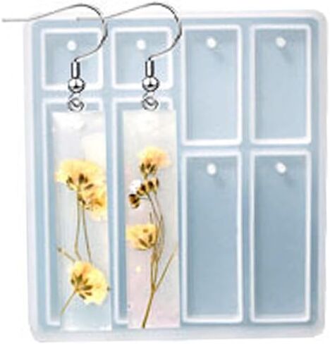 1 pc Rectangle Pattern Silicone Molds Pendant Charm Making Resin Casting Molds for Epoxy Resin Polymer Clay Crafting DIY Dangle Earring Necklace Jewelry Making Hanging Ornament in Saudi Arabia