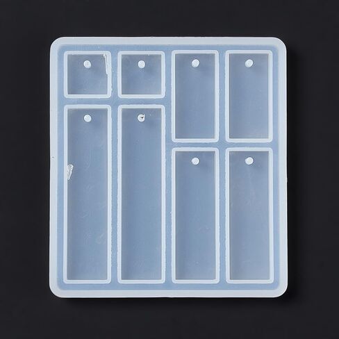 1 pc Rectangle Pattern Silicone Molds Pendant Charm Making Resin Casting Molds for Epoxy Resin Polymer Clay Crafting DIY Dangle Earring Necklace Jewelry Making Hanging Ornament in Saudi Arabia