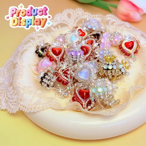 10pcs Rhinestone Focal Beads for Pens, Sparkling 3D Rose Flower Designs, Fancy Beads for DIY Jewelry Making Keychains Crafts Holiday Decorations in Saudi Arabia