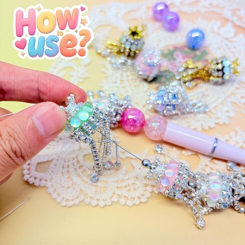 10pcs Rhinestone Focal Beads for Pens, Sparkling 3D Rose Flower Designs, Fancy Beads for DIY Jewelry Making Keychains Crafts Holiday Decorations in Saudi Arabia