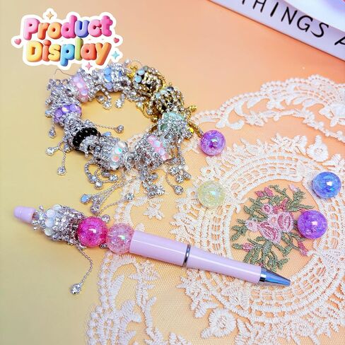 10pcs Rhinestone Focal Beads for Pens, Sparkling 3D Rose Flower Designs, Fancy Beads for DIY Jewelry Making Keychains Crafts Holiday Decorations in Saudi Arabia