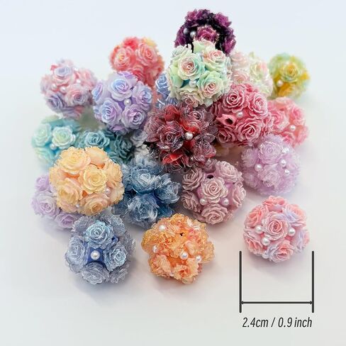 10pcs Rhinestone Focal Beads for Pens, Sparkling 3D Rose Flower Designs, Fancy Beads for DIY Jewelry Making Keychains Crafts Holiday Decorations in Saudi Arabia