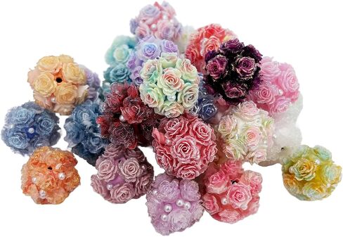 10pcs Rhinestone Focal Beads for Pens, Sparkling 3D Rose Flower Designs, Fancy Beads for DIY Jewelry Making Keychains Crafts Holiday Decorations in Saudi Arabia