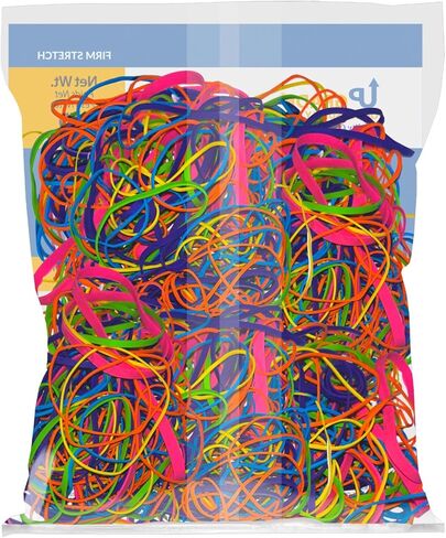 Upgrade Office Supply UPG244BC Rubber Bands, Size #54, Assorted Sizes, Non-Latex, Bright Colors, 1 lb Bag, Made in USA in Kuwait