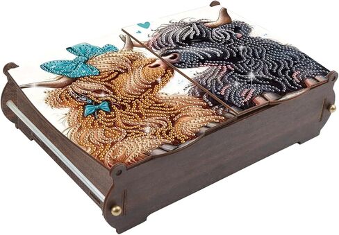 antor DIY Diamond Painting Wooden Storage Box, Rainbow Butterfly Creative Special Shaped Rhinestone Art Flip Cover Organizer, Handmade Art Desktop Decorations Gift for Adults in Saudi Arabia