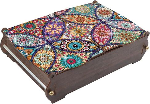 antor DIY Diamond Painting Wooden Storage Box, Rainbow Butterfly Creative Special Shaped Rhinestone Art Flip Cover Organizer, Handmade Art Desktop Decorations Gift for Adults in Saudi Arabia