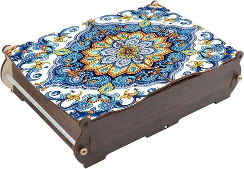 antor DIY Diamond Painting Wooden Storage Box, Rainbow Butterfly Creative Special Shaped Rhinestone Art Flip Cover Organizer, Handmade Art Desktop Decorations Gift for Adults in Saudi Arabia