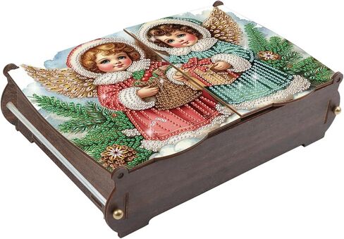 antor DIY Diamond Painting Wooden Storage Box, Rainbow Butterfly Creative Special Shaped Rhinestone Art Flip Cover Organizer, Handmade Art Desktop Decorations Gift for Adults in Saudi Arabia