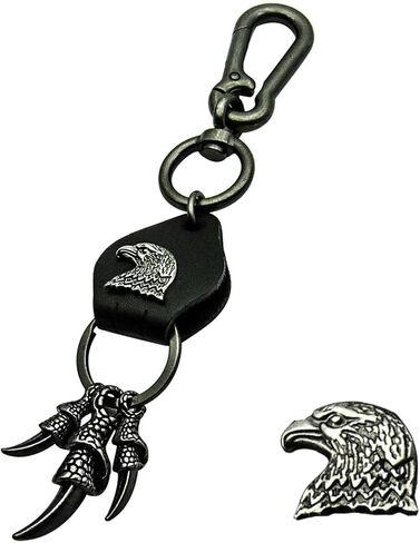 Liangery Eagle Claw Punk Leather Keychain for Men Women - Heavy Duty Car Key Chain with Leather Strap Claw Key Ring for Keys in Saudi Arabia
