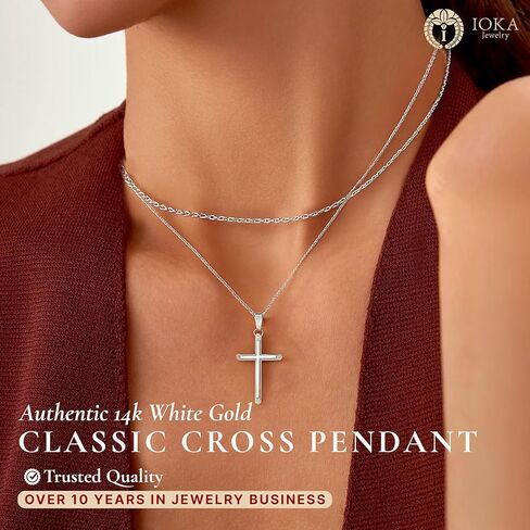 Ioka 14K REAL Gold Classic Cross Pendant Religious Charm For Necklace or Chain in Saudi Arabia