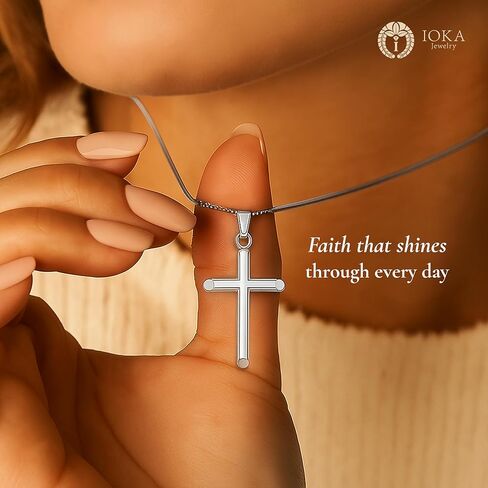 Ioka 14K REAL Gold Classic Cross Pendant Religious Charm For Necklace or Chain in Saudi Arabia