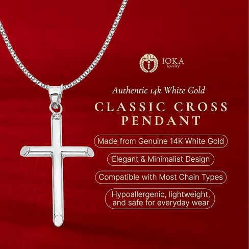 Ioka 14K REAL Gold Classic Cross Pendant Religious Charm For Necklace or Chain in Saudi Arabia