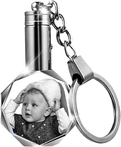 Photo Keychain – Personalized Laser Engraved Picture with Stainless Steel Keyring | Crystal Key Chain Gift for Loved Ones in Saudi Arabia