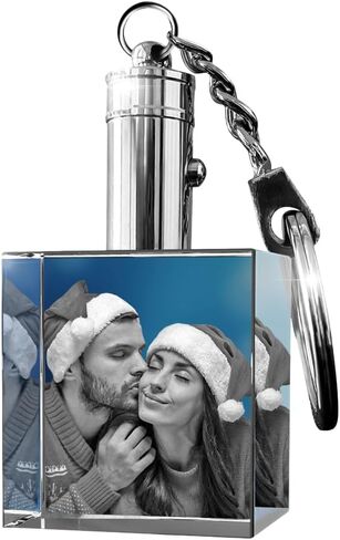 Photo Keychain – Personalized Laser Engraved Picture with Stainless Steel Keyring | Crystal Key Chain Gift for Loved Ones in Saudi Arabia