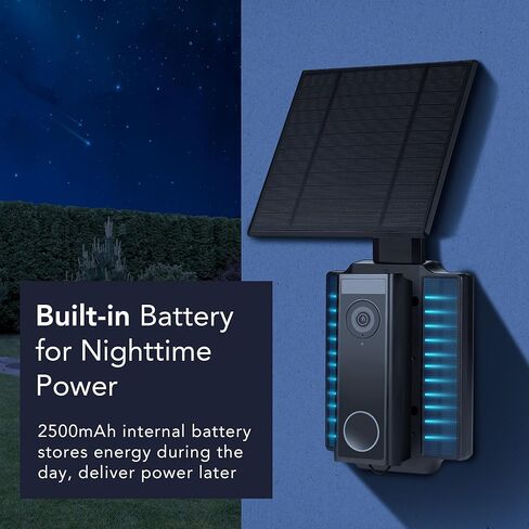 Wasserstein Universal Solar Charger with Built-in Battery Compatible with Arlo Video Battery Doorbell 2K (2nd Gen), WYZE Wireless Duo Cam & eufy E340/C30/C31 Doorbell (2.5W) in Saudi Arabia
