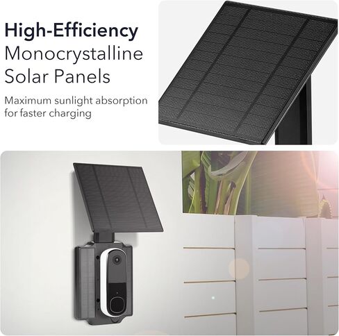 Wasserstein Universal Solar Charger with Built-in Battery Compatible with Arlo Video Battery Doorbell 2K (2nd Gen), WYZE Wireless Duo Cam & eufy E340/C30/C31 Doorbell (2.5W) in Saudi Arabia