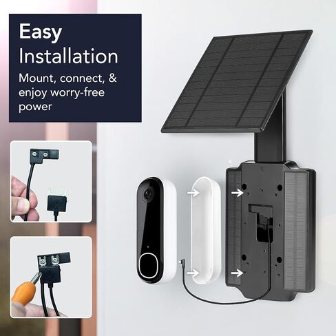 Wasserstein Universal Solar Charger with Built-in Battery Compatible with Arlo Video Battery Doorbell 2K (2nd Gen), WYZE Wireless Duo Cam & eufy E340/C30/C31 Doorbell (2.5W) in Saudi Arabia