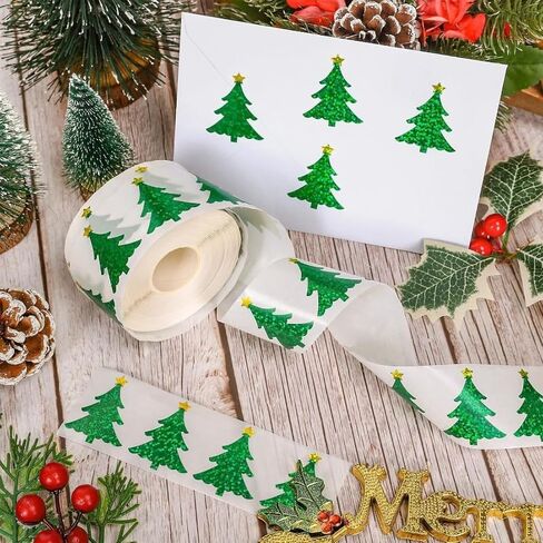 500Sheets/Roll Glittering Christmas Tree Sticker Christmas Gift Wrapping Label Children Reward Stickers Scrapbook Sticker in Saudi Arabia