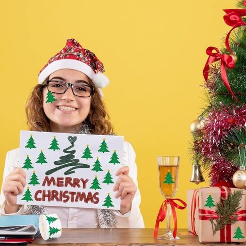 500Sheets/Roll Glittering Christmas Tree Sticker Christmas Gift Wrapping Label Children Reward Stickers Scrapbook Sticker in Saudi Arabia