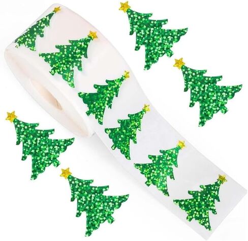 500Sheets/Roll Glittering Christmas Tree Sticker Christmas Gift Wrapping Label Children Reward Stickers Scrapbook Sticker in Saudi Arabia
