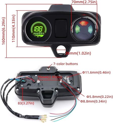 motorcycle mileometer 12V Motorcycle Universal Tachometer Digital Led 7 Colors Backlight Fuel Gauge For Brazil For Titan For Fan 150 in Saudi Arabia