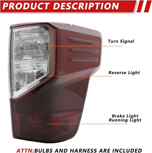 مجموعة مصابيح الذيل متوافقة مع 2016-2023 Nissan Titan وTitan XD للركاب والسائق، مصابيح خلفية حمراء مدخنة، استبدال مصباح الفرامل الخلفي لـ 26555-EZ23D 26550-EZ23D (مع المصابيح) in Kuwait