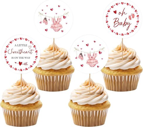 36 قطعة من أغطية الكب كيك على شكل قلب صغير، اختيارات كب كيك لعيد الحب للفتيات، زينة لحفلات أعياد الميلاد الأولى بطابع قلب جميل in Kuwait