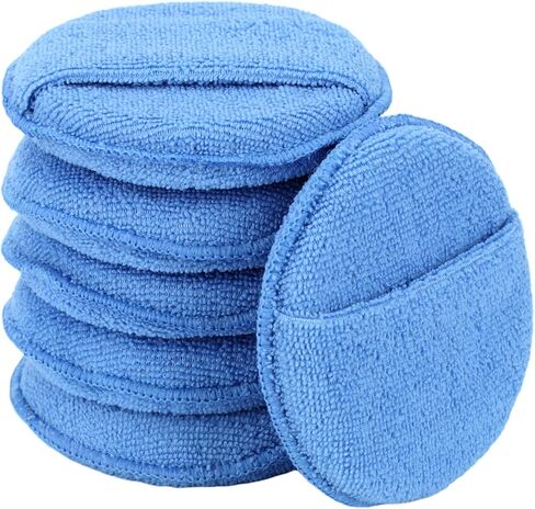6 Pack Microfiber Wax Applicator Pads, Car Wax Applicator with Finger Pocket, Detail & Polishing Foam Pad for Car Cleaning and Best Polishing (5 inch) in Saudi Arabia