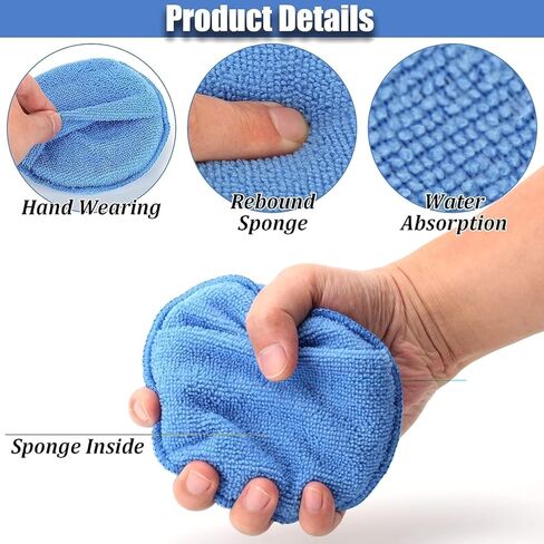 6 Pack Microfiber Wax Applicator Pads, Car Wax Applicator with Finger Pocket, Detail & Polishing Foam Pad for Car Cleaning and Best Polishing (5 inch) in Saudi Arabia
