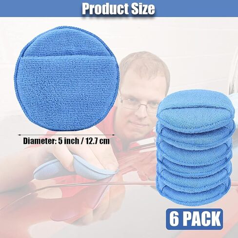 6 Pack Microfiber Wax Applicator Pads, Car Wax Applicator with Finger Pocket, Detail & Polishing Foam Pad for Car Cleaning and Best Polishing (5 inch) in Saudi Arabia
