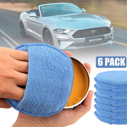 6 Pack Microfiber Wax Applicator Pads, Car Wax Applicator with Finger Pocket, Detail & Polishing Foam Pad for Car Cleaning and Best Polishing (5 inch) in Saudi Arabia