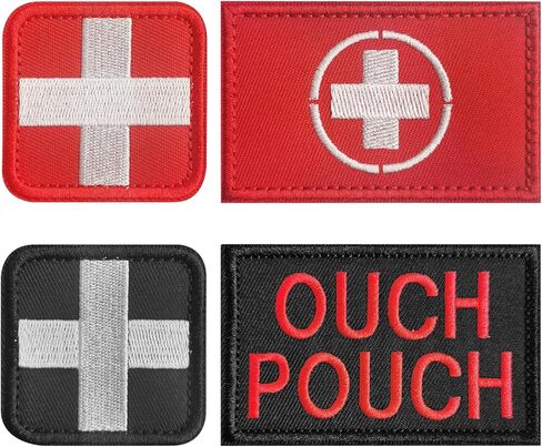 4 Pcs Medic First Aid Patches with Red Cross | Hook & Loop Emergency Tactical Patches for Military Uniforms, Caps, Bags & Tactical Vests. in Saudi Arabia