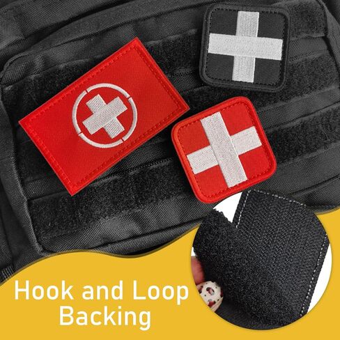 4 Pcs Medic First Aid Patches with Red Cross | Hook & Loop Emergency Tactical Patches for Military Uniforms, Caps, Bags & Tactical Vests. in Saudi Arabia