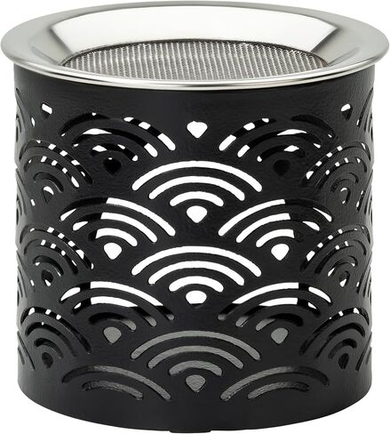 INCENSE BURNER with sieve (stainless steel) IRON in BLACK Height 2.36 inch [HANDMADE Motif: TREE of LIFE/World Tree] for incense burning with tea light in Saudi Arabia
