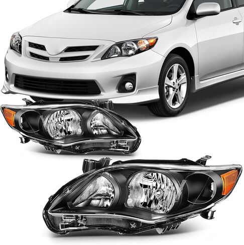 SCITOO Headlights for 2011-2013 for Toyota Corolla Pair Headlights Assembly Black Housing Amber Reflector TO2502204 in Saudi Arabia