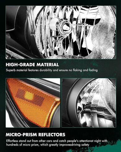SCITOO Headlights for 2011-2013 for Toyota Corolla Pair Headlights Assembly Black Housing Amber Reflector TO2502204 in Saudi Arabia
