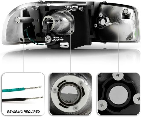 ACANII - For 1999-2006 GMC Sierra 1500 2500 Yukon Denali XL Black LED Tube Projector Headlights Headlamp Set Left + Right، Onyx Black V2 in Saudi Arabia