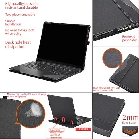 حافظة كمبيوتر محمول لجهاز Lenovo Yoga 7i Gen 5 & Yoga 7 15ITL5 غطاء كمبيوتر محمول 2 في 1 حافظة مضادة للسقوط مقاس 15 بوصة ملحقات الكمبيوتر (رمادي داكن) in Saudi Arabia