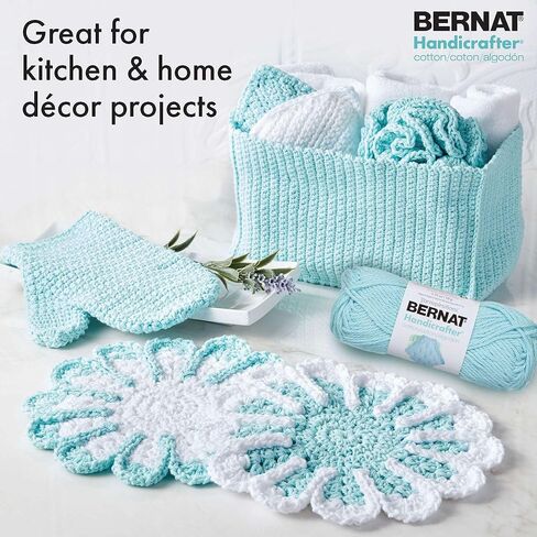 Bernat Handicrafter Cotton Big Ball Salt & Pepper Yarn - 2 Pack of 340g/12oz - Cotton - 4 Medium (Worsted) - 608 Yards - Knitting/Crochet in Saudi Arabia