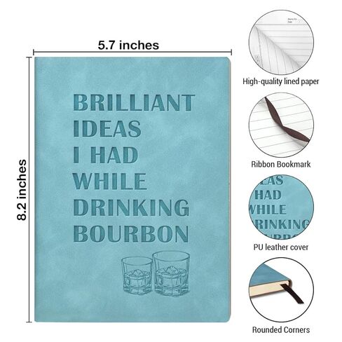 Bourbon Gifts Notebook, Whiskey Gifts for Men, Funny Journal Gift for Bourbon Lovers, Hardcover Notebook for Work and Note Taking - Blue in Saudi Arabia