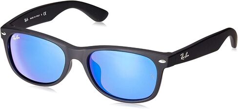 Ray-Ban RB2132F New Wayfarer Low Bridge Fit Square Sunglasses, Black/Clear, 52 mm in Saudi Arabia