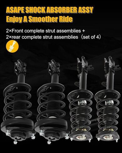 Front&Rear Complete Strut Coil and Spring Assembly Fits for 2003-2008 for Hyundai for Tiburon 2.0L, 2003-2008 for Hyundai for Tiburon 2.7L, Struts Shocks Kit Replace 172192 in Saudi Arabia