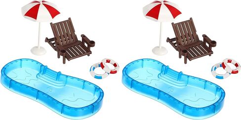 1 Set Doll House Beach Chair Suit: Mini Swimming Circle Beach Chair Doll House Swimming Pool for Dollhouse Accessories in Saudi Arabia