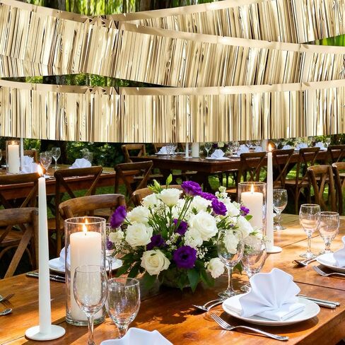 4 Packs Champagne Gold Foil Fringe Garland Tinsel Streamers Shiny Wall Hanging Birthday Banner Backdrop for Wedding Anniversary Celebration Happy Birthday Party Decorations in Saudi Arabia